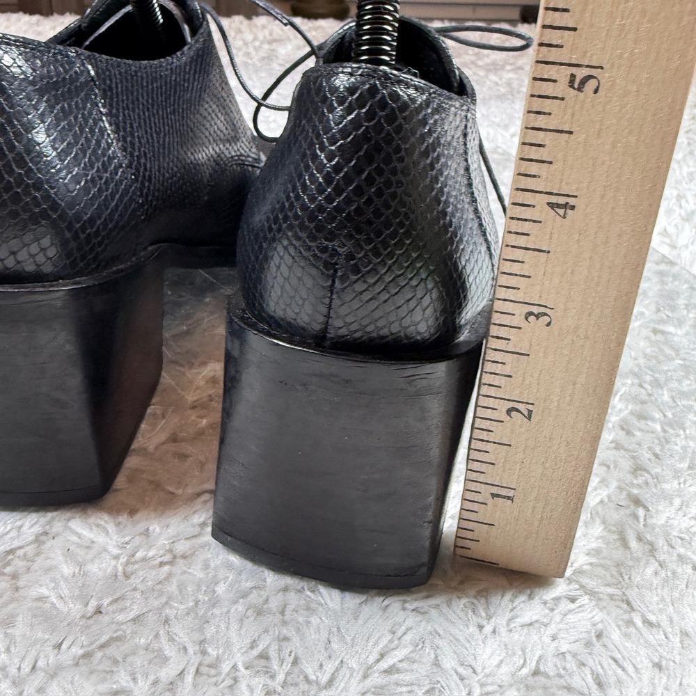 Kenneth Cole Shoes Women's 9B Vintage Black 90s Y2K Leather Block Heel Oxford - Picture 6 of 12